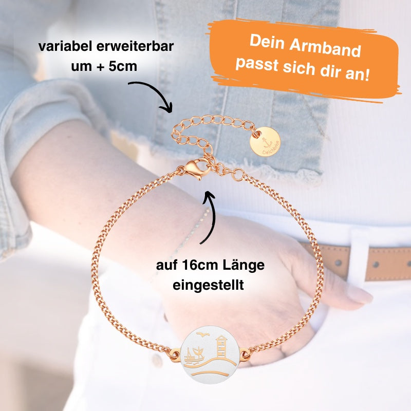 Armband aus Edelstahl mit Kutter & Leuchtturm