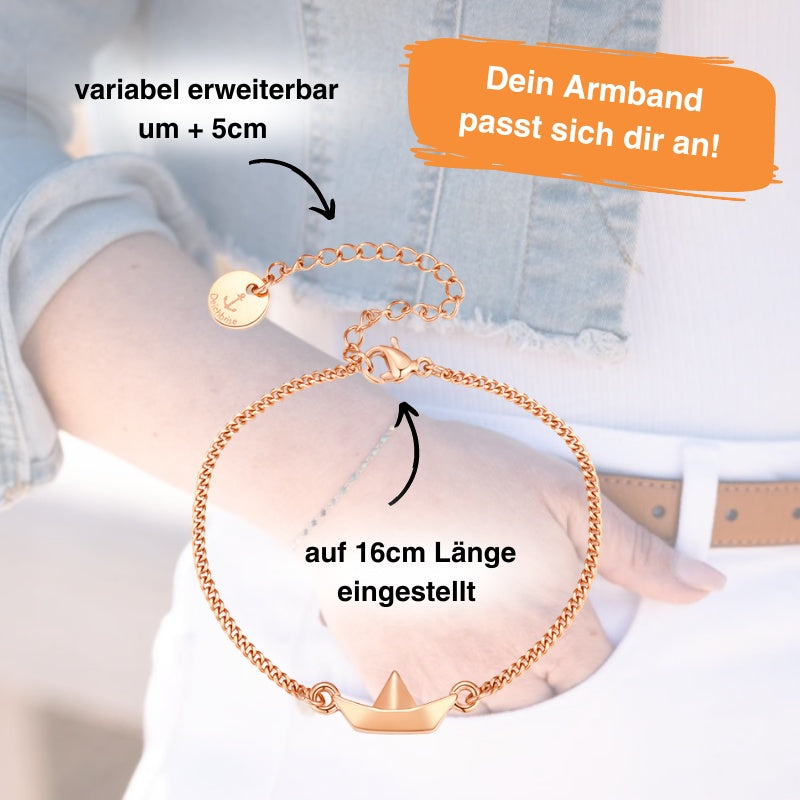 Armband aus Edelstahl mit Papierschiffchen