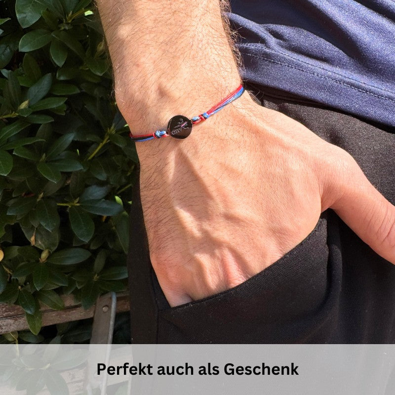 Logo-Fan-Armband OHV-Aurich aus Wachs-Seil & Edelstahl
