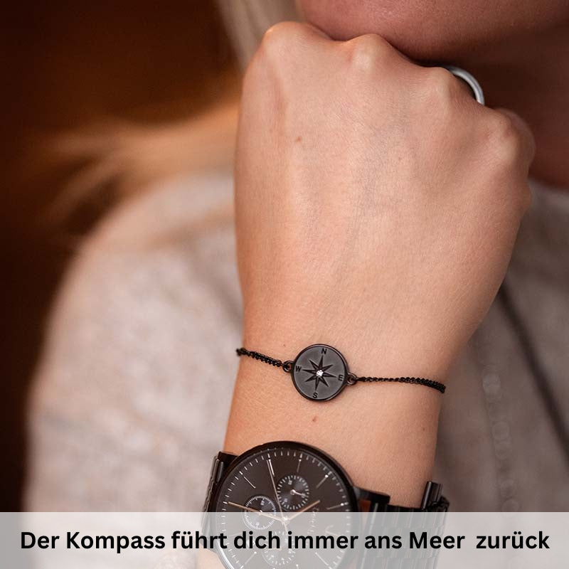 Armband aus Edelstahl Kompass mit Stein