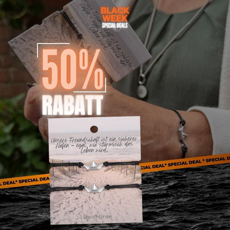 Freundschaftsarmbänder Papierschiffchen (2 Stück) aus Wachs-Seil & Edelstahl