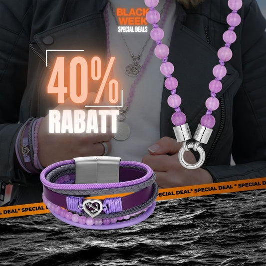 Schmuckset "Lila Jade" - Kette (75cm) mit Armband