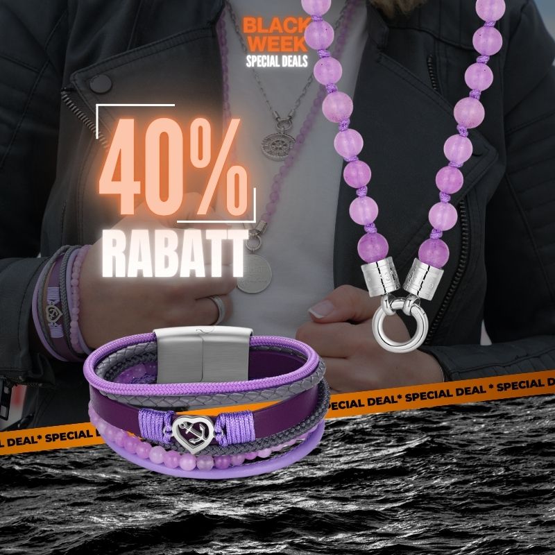 Schmuckset "Lila Jade" - Kette (75cm) mit Armband