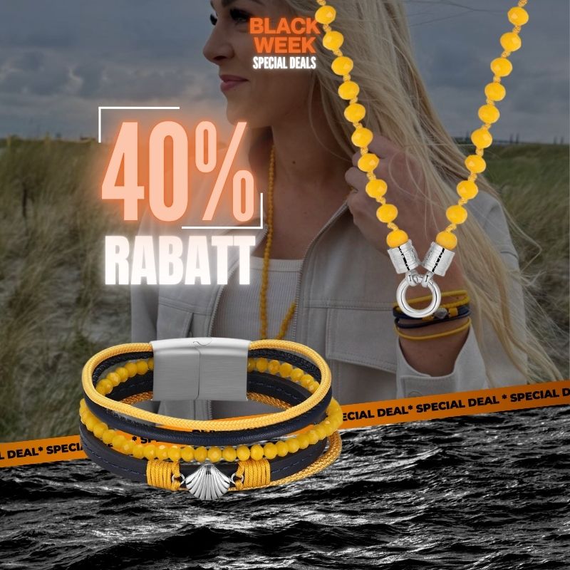 Schmuckset "Sommergelb & Muschel" - Kette mit Armband