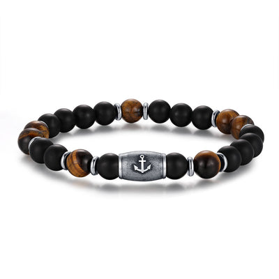 Armband Black Beach Onyx, Tiger-Eye, Edelstahl