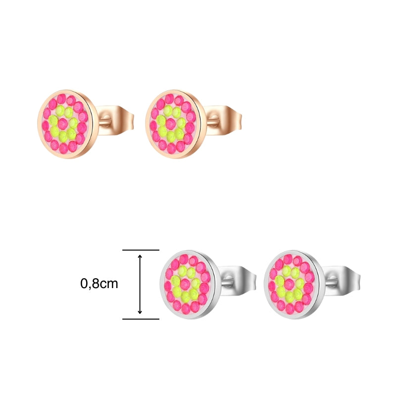 Ohrstecker Bling Bling (Neongelb-Pink) aus Edelstahl