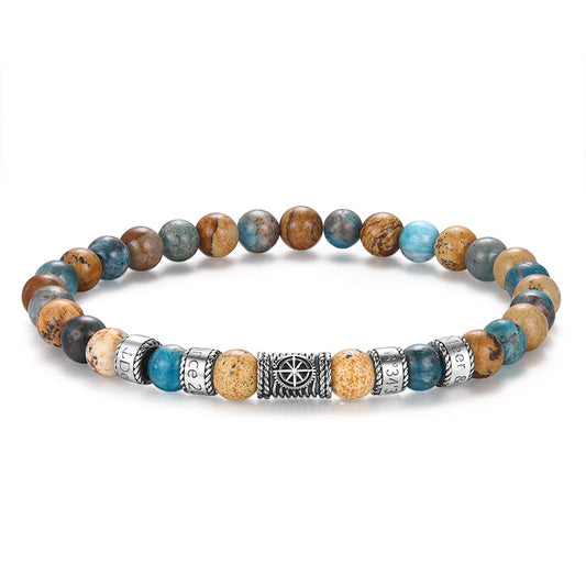 Armband Cala Mendia Edelstahl, Picture Jasper & Apatit