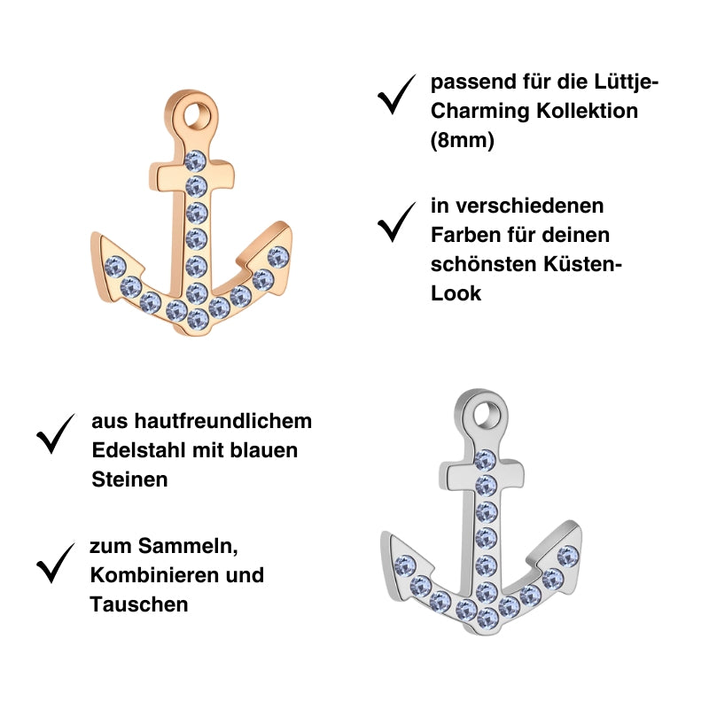 Charm Anker mit blauen Steinen (Lüttje-Charming)