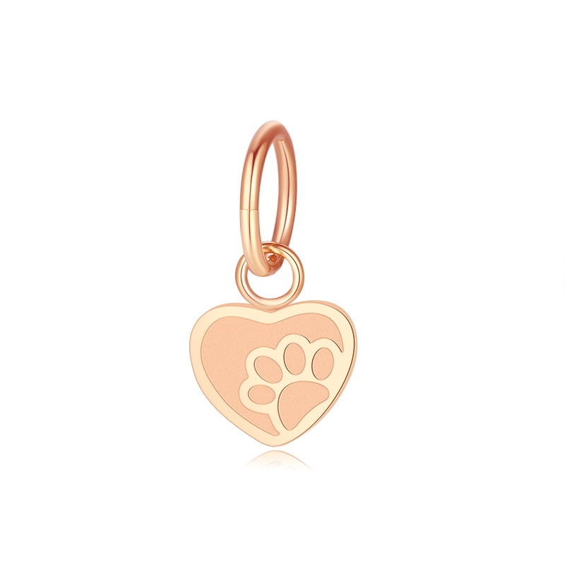 Charm & Clip Herz Pfote aus Edelstahl für Armband & Kette (Click-it)