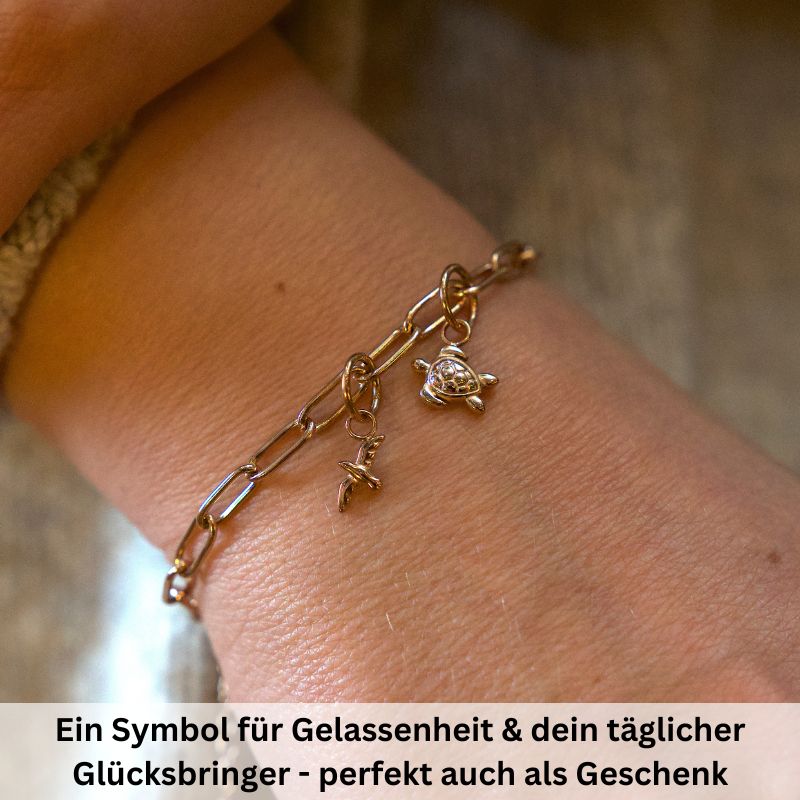 Charm & Clip Schildkröte aus Edelstahl für Armband & Kette (Click-it)