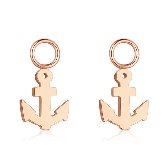 Charm-Paar Anker für Creolen aus Edelstahl in Roségold