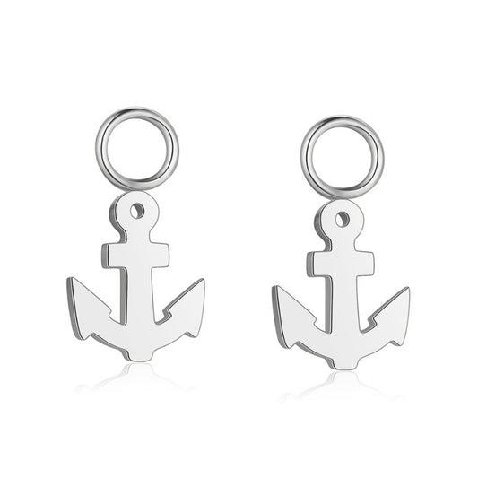 Charm für Ohrringe (Creolen) Anker aus Edelstahl (Paar)