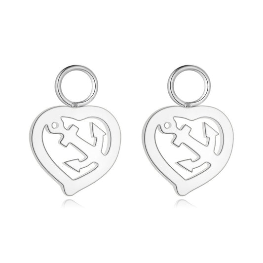 Charm für Ohrringe (Creolen) Ankerliebe aus Edelstahl (Paar)