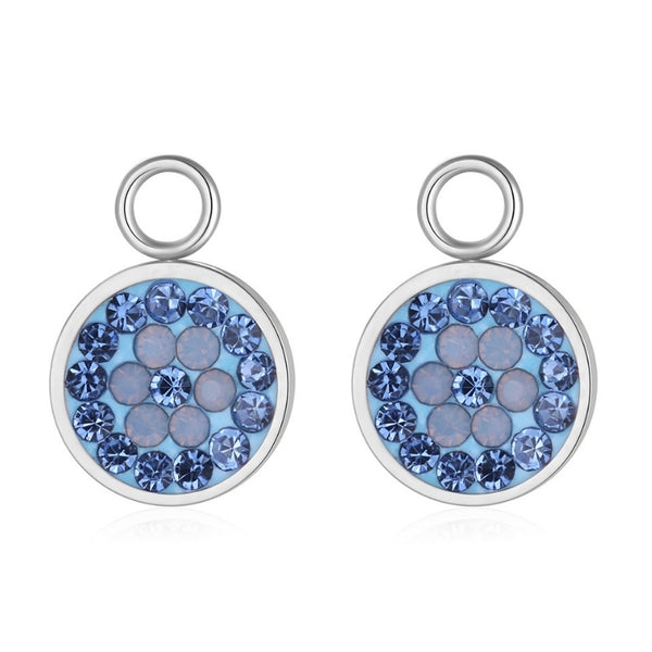 Charm für Ohrringe (Creolen) Bling Bling (blau) aus Edelstahl (Paar)