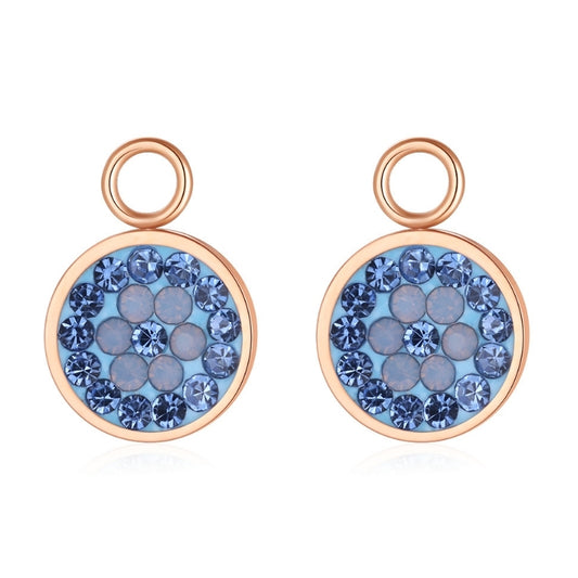 Charm für Ohrringe (Creolen) Bling Bling (blau) aus Edelstahl (Paar)