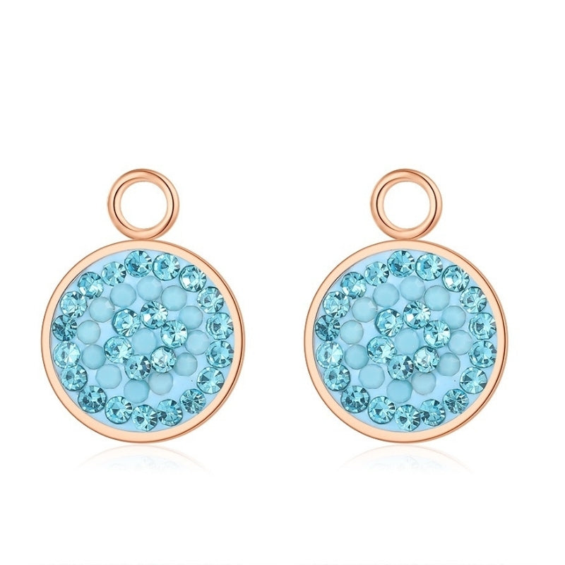 Charm für Ohrringe (Creolen) Bling Bling (türkis) (groß) aus Edelstahl (Paar)