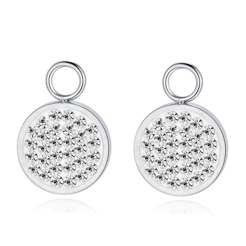 Charm für Ohrringe (Creolen) Bling Bling (weiss) aus Edelstahl (Paar)
