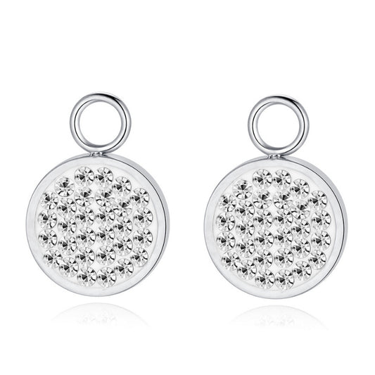 Charm für Ohrringe (Creolen) Bling Bling (weiss) aus Edelstahl (Paar)