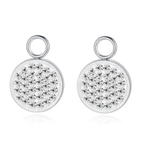 JewelryWe Damen-Ohrringe – Kugel-Charms Creolen Mit Strass, Edelstahl, Weißgold-Optik