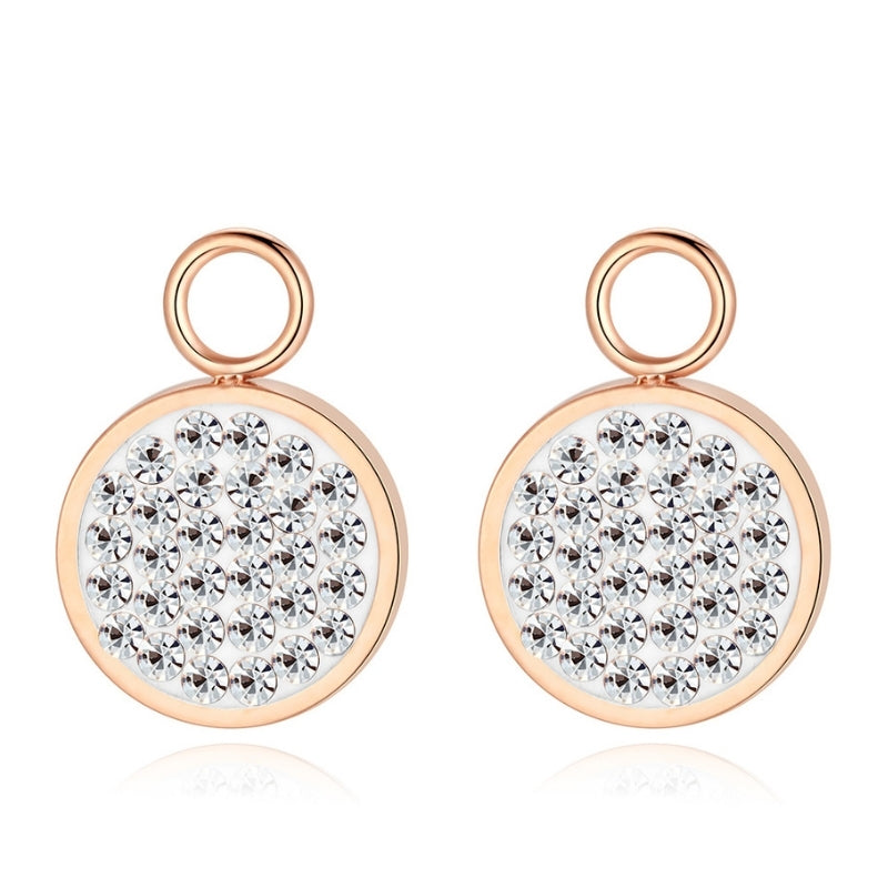 Charm für Ohrringe (Creolen) Bling Bling (weiss) aus Edelstahl (Paar)