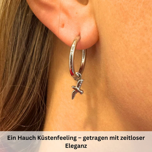 Charm für Ohrringe (Creolen) Möwe aus Edelstahl (Paar)