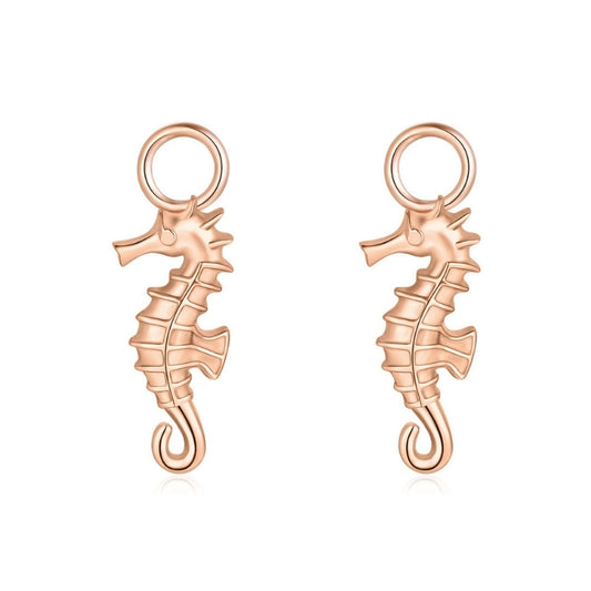 Charm für Ohrringe (Creolen) Seepferdchen aus Edelstahl (Paar)