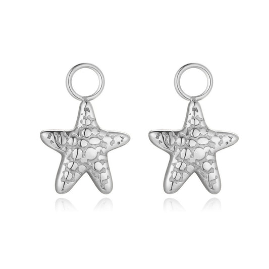 Charm für Ohrringe (Creolen) Seestern aus Edelstahl (Paar)