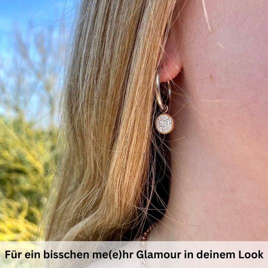 Charm für Ohrringe (Creolen) Bling Bling (weiss) aus Edelstahl (Paar)