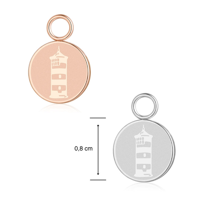 Charm für Ohrringe (Creolen) Leuchtturm aus Edelstahl (Paar)