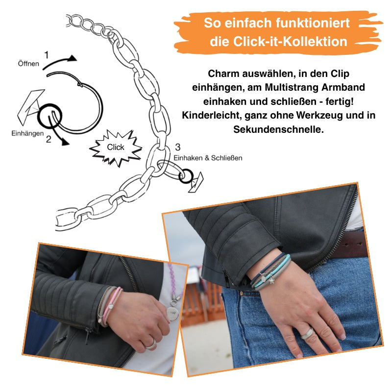 Multistrang Armband Möwe (Segeltau & Fibre Leder) (Veggie)