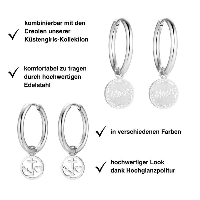 Creolen für Charm Anhänger (mittel | 1,8cm) aus Edelstahl (Paar)