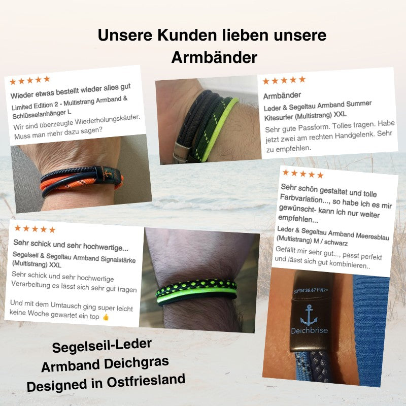 Leder & Segelseil Armband Deichgras (Multistrang)