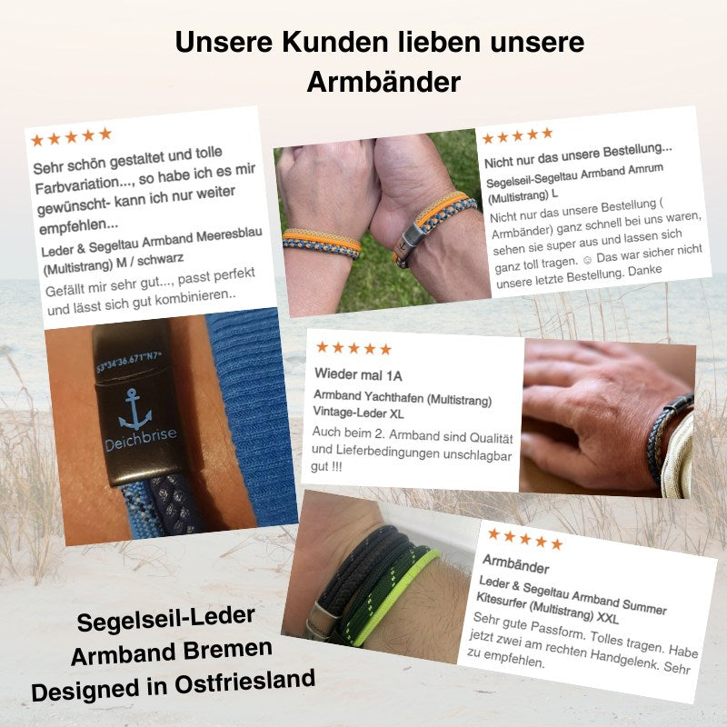 Leder & Segelseil Armband Bremen (Multistrang)