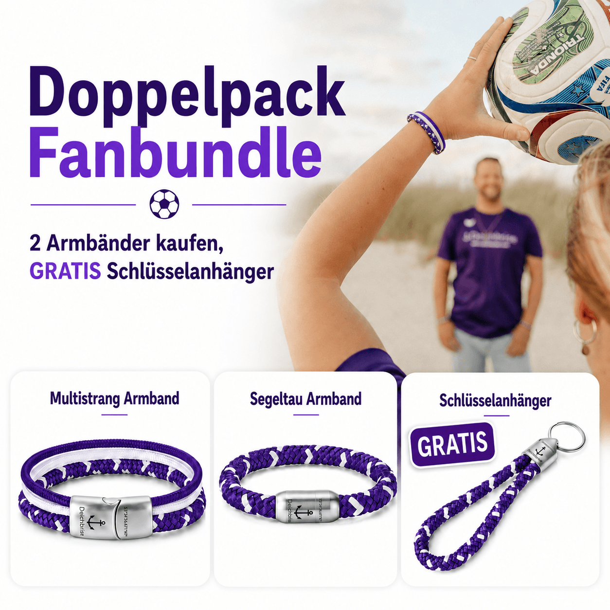 Doppelpack Fanbundle - 2 Armbänder kaufen, GRATIS Schlüsselanhänger