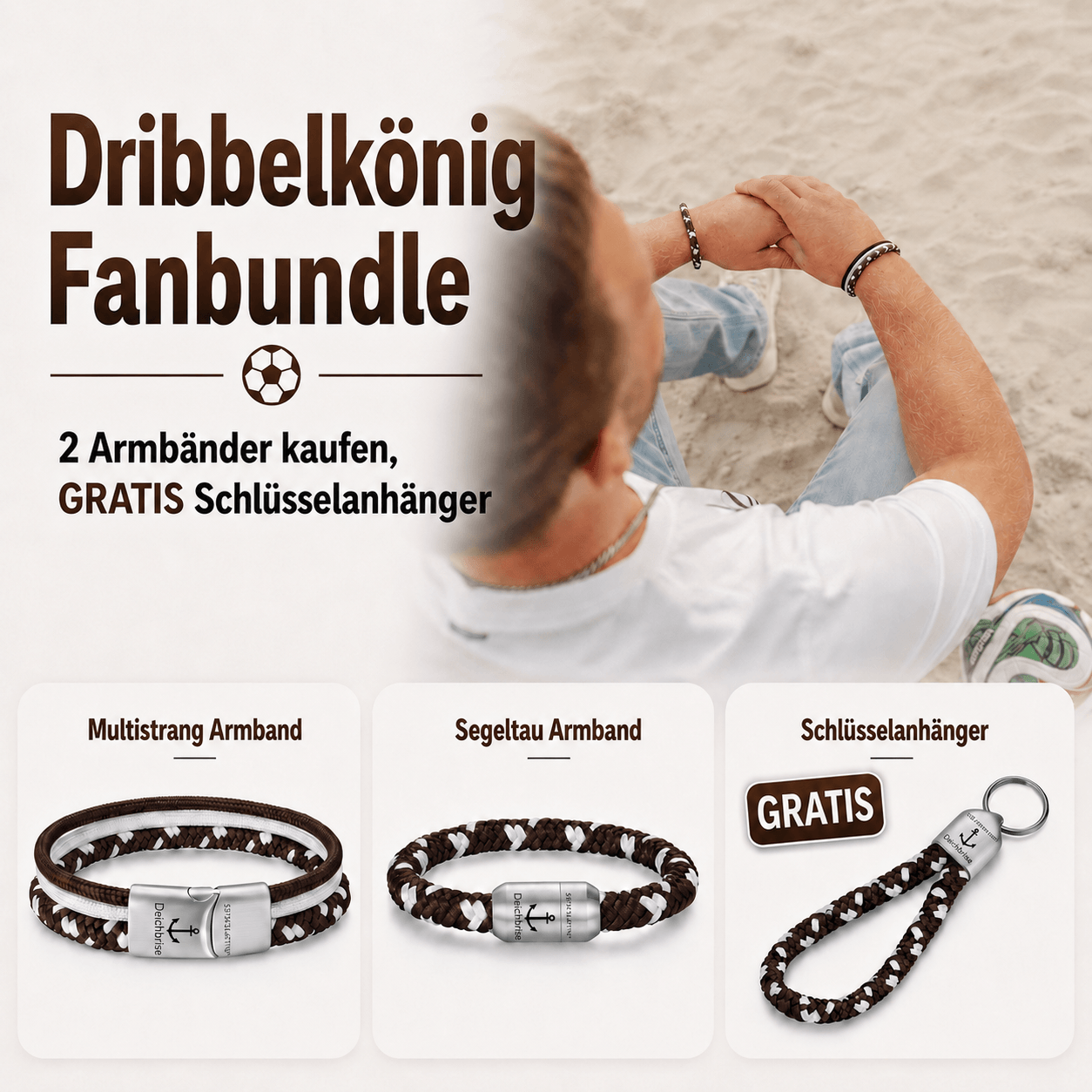 Dribbelkönig Fanbundle - 2 Armbänder kaufen, GRATIS Schlüsselanhänger