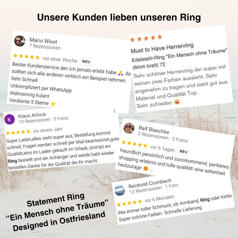 Edelstahl-Ring "Ein Mensch ohne Träume" (6mm breit)