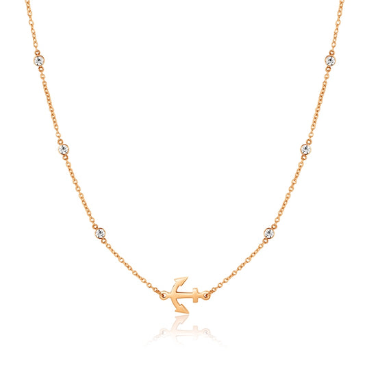 Kette aus Edelstahl Anker (mit Zirkonia-Steinen)