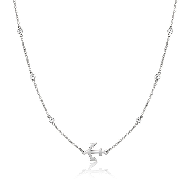 Kette aus Edelstahl Anker (mit Zirkonia-Steinen)
