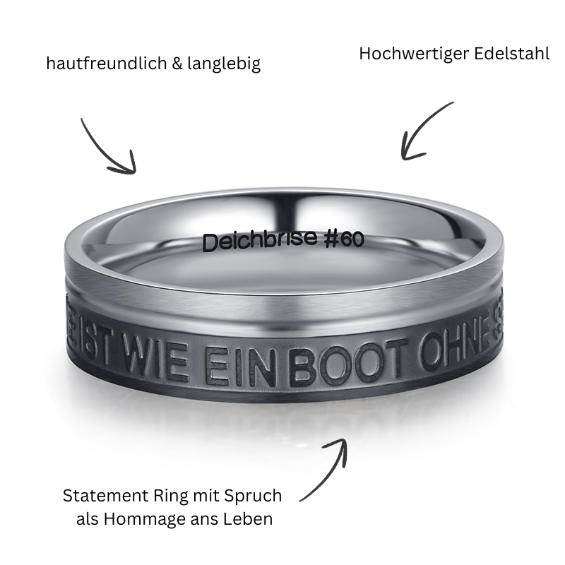 Edelstahl-Ring "Ein Mensch ohne Träume" (6mm breit)