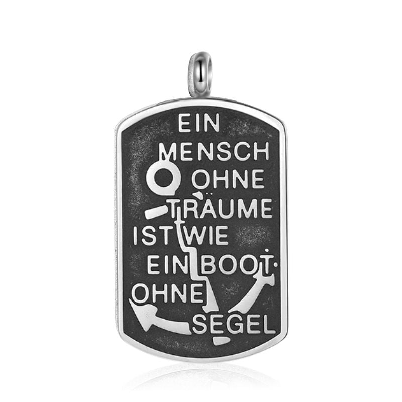 Kettenanhänger "Ein Mensch ohne Träume" aus Edelstahl