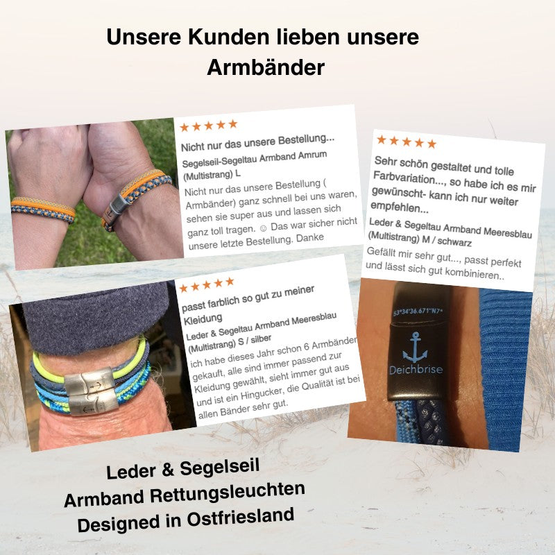 Leder & Segelseil Armband Rettungsleuchten (Multistrang)