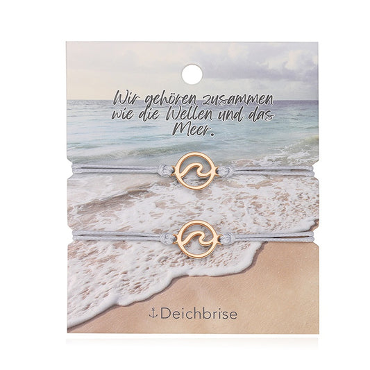 Freundschaftsarmbänder Welle (2 Stück) aus Wachs-Seil & Edelstahl