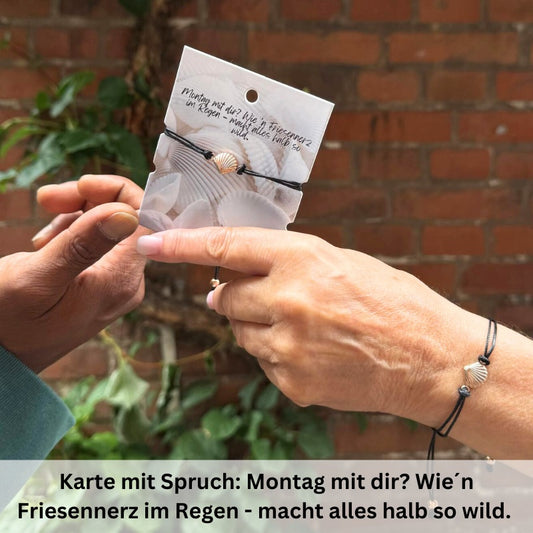 Freundschaftsarmbänder Muschel (2 Stück) aus Wachs-Seil & Edelstahl