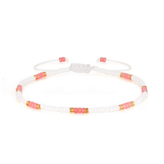 Fußkettchen Korallenglanz aus Nylon mit Glasperlen
