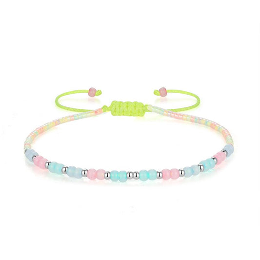 Fußkettchen Meermädchen aus Nylon mit Edelstahl & Glasperlen