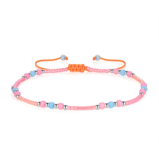 Fußkettchen Strandtraum aus Nylon mit Edelstahl & Glasperlen