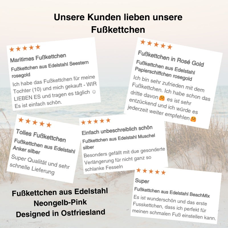 Fußkettchen aus Edelstahl Neongelb-Pink