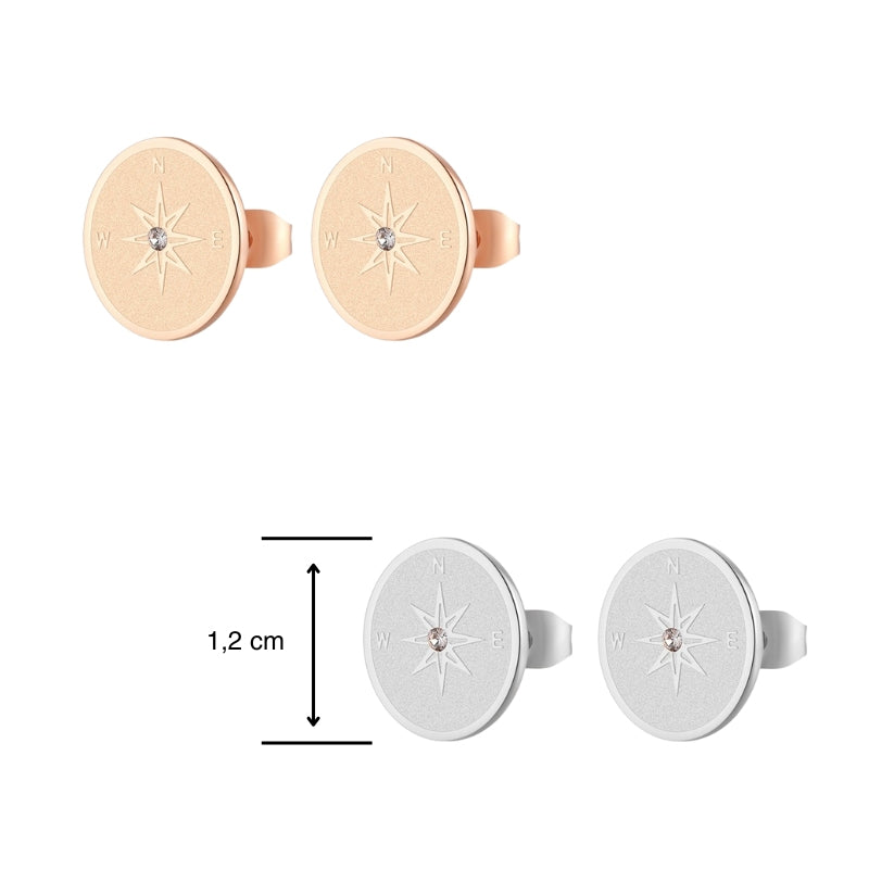 Ohrstecker Kompass (mit Stein) (groß) aus Edelstahl