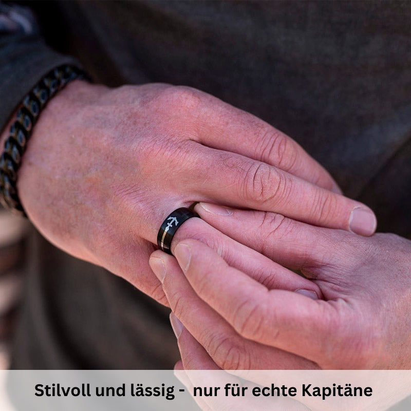 Herren-Ring aus Edelstahl mit Anker-Inlay
