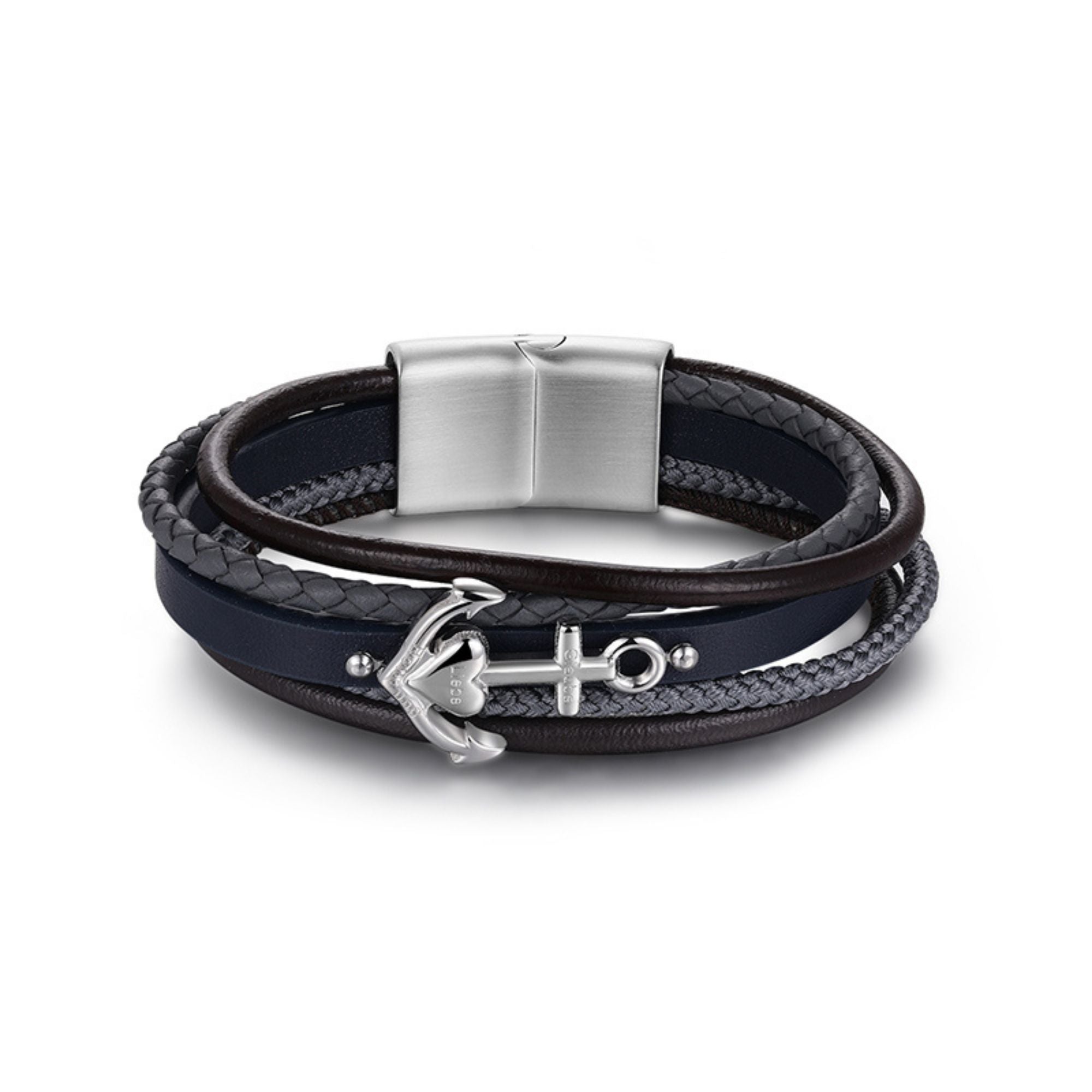Armband Glaube Liebe Hoffnung (Multistrang) aus Leder, Segelseil & Edelstahl (Kapitän rockt)